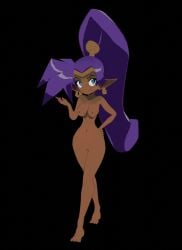 blue breasts completely dark dark-skinned ear earrings eyes female genie girl hair high nude only piercing ponytail purple pussy skin solo thighs tiara
