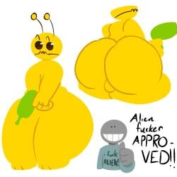 1boy 2025 2d alien alien_boy alien_hominid alien_hominid_(character) alien_humanoid antennae_(anatomy) ass_bigger_than_head balls ballsack beetlebot big_ass big_butt boy gay gun hips hips_wider_than_shoulders male male_only naked naked_male nude nude_male paws tagme thighs weapon white_background wide_hips wide_thighs yellow_body
