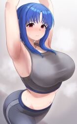 1girls big_ass big_breasts breasts enumiyan female human nervous solo sports_bra sportswear