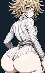 1boy ai ai_assisted ai_generated ass ass_focus ass_view blackwhiplash_(style) brown_hair butt_view danganronpa danganronpa_another danganronpa_ultra_despair_girls dilf fujisaki_taichi glasses hazel_eyes huge_ass male male_only pixai solo thick_thighs twink
