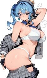 30bagsofballs accessories accessory ai ai_generated armpits big_ass big_butt blue_eyes blue_hair boots bottom_heavy bra braid crown earrings female fingerless_gloves full_body gloves hair_ribbon hair_tied hat hololive hololive_gen_0 hololive_japan hoshimachi_suisei huge_ass huge_butt huge_hips huge_thighs jacket kneesocks large_ass large_breasts large_butt leg_strap legwear medium_breasts no_background ponytail round_ass short_hair side_ponytail simple_background skirt solo standing strap sweat sweatdrop sweating thick_thighs thighhighs tie tied_hair undressing uniform uniform_top white_background white_bra white_panties white_underwear wide_hips