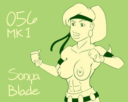 1girls 2d breasts female female_only headband human human_only long_hair mortal_kombat nipples nomdepenn ponytail solo sonya_blade tagme topless uncensored