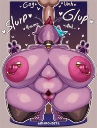 1boy 1boy1girl 1girls aishirokbeta anonymous_male areolae big_breasts blowjob breasts breasts_out catgirl catty_(undertale) catty_cattenheimer collar color colored_skin deltarune feet female fingers finished hair heart heart_symbol large_breasts male massive_breasts moaning monster naked naked_female nipple_piercing nipples non-human paws peace_sign pierced_nipples piercing pussy short_hair smooth_skin sound_effects sucking thick_thighs thunder_thighs toes undertale