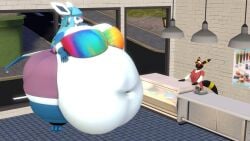 bbw big_breasts breasts cleavage eeveelution glaceon huge_breasts kingofthekabuto morbidly_obese overweight pokemon pokemon_(species) queenofthekabuto ssbbw thick_thighs wide_hips