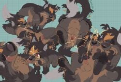 absurd_res andromorph animal_genitalia animal_vulva anthro anthro_on_feral anus ball_tuft balls bedroom_eyes bestiality binturong bodily_fluids brown_eyes bunzillaking canine_genitalia canine_vulva chest_tuft claws digital_media_(artwork) duo ear_tuft eyes_closed feral floating_heart from_behind_position front_view fur genital_fluids genitals hair half-closed_eyes hand_on_penis heart_symbol hi_res high-angle_view intersex korwin licking_mouth male male/male mammal mounting multicolored_body narrowed_eyes paws peeing penis rear_view seductive selfcest sex sheath signature square_crossover tail tuft two_tone_body urine urine_in_ass urine_in_mouth urine_on_face urine_on_own_face viverrid vulva watermark watersports