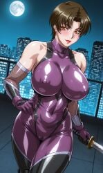 ai_generated attractive_female big_breasts bodysuit kunoichi short_hair sunohara_ikumi taimanin_(series) tsuma_netori:_ryoujoku_rinne tsuma_netori_(series) voluptuous_female