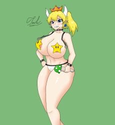 1girls artist_jeoh2020 big_breasts big_nipples blonde_hair blue_eyes bowsette breasts censored curvy curvy_figure fanart female fungus horns jeoh2020 legs mario_(series) nipples nipples_visible no_nude solo stars voluptuous white_skin