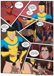 black_hair blowjob blowjob_face brown_hair gay gay_sex invincible invincible_(tv_series) mark_grayson nsfw potential_licker spider-man spider-man_(series) ultimate_spider-man yaoi
