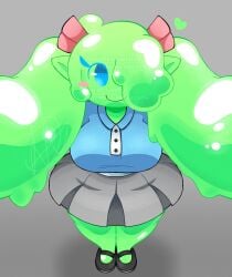 blue_eyes female skirt slime slime_girl supersoursoda