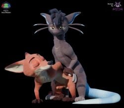 3_toes 3d_(artwork) 4_fingers absurd_res anal anal_sex anthro balls barbel_(anatomy) bent_over big_ears black_background black_nose blender_(artwork) blue_tail canid canine claws closed_eyes countershading cream_underbelly digital_media_(artwork) disney dragon duo english_text erection feet fingers flye fox from_behind_position fur genitals gloves_(marking) hair hi_res hybrid kangaroo knot macropod male male/male mammal markings marsupial mythological_creature mythological_scalie mythology nick_wilde nude on_model orange_body orange_fur penetration penis purple_body purple_fur red_fox rockyrcoon scales scalie sex simple_background smile spiky_hair standing tail text toes true_fox watermark yellow_eyes zootopia