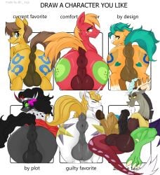 absurd_res angry animal_genitalia animal_penis anus ass backsack balls big_balls big_butt big_macintosh_(mlp) big_penis black_hair blonde_hair blue_hair blush brown_hair bubble_butt caramel_(mlp) chimera closed_eyes cutie_mark discord_(mlp) dock_(anatomy) draconequus earth_pony equid equine equine_anus equine_genitalia equine_penis facial_hair feral friendship_is_magic frown genitals goatee grey_body group hair hasbro hi_res hitch_trailblazer_(mlp) horn horse huge_butt hybrid king_sombra_(mlp) male mammal meme mlp_g5 my_little_pony mylittlewarhose mythological_creature mythological_equine mythology nervous_smile orange_body penis perineum pony presenting presenting_anus presenting_balls presenting_hindquarters presenting_penis prince_blueblood_(mlp) puffy_anus raised_tail red_body simple_background sitting six_fanarts_challenge smile snout solo tail tail_anus unicorn white_body yellow_body