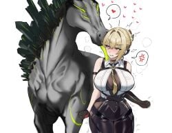 angry angry_expression clothed corrupted corruption equid equine ethereal_(zenless_zone_zero) evelyn_chevalier heart horse implied_zoophilia neoxious tagme tongue tongue_out zenless_zone_zero zoophilia