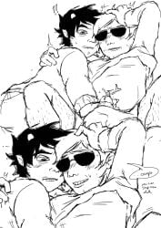 alien blush dave_strider dialogue handjob hispoopie homestuck human jerking jerkingoff karkat_vantas text twitching yaoi