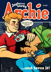 2boys archie_andrews archie_comics artist_name black_hair blowjob blowjob_face car_sex clothing cock_gobble cock_hungry comic_cover cum_hungry deepthroat dialogue english_text erection eyes_closed fellatio freckles gay ginger_hair giving_head going_down_on hand_on_neck hat holding_penis hoodie human jughead_jones knob_polishing male male/male male_only multiple_males oral oral_sex pale_skin pants_open penis_in_mouth penis_out randyslashtoons spread_legs sucking_off swallowing_penis_while_deepthroat teen_boy teenage_couple yaoi