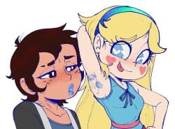 1futa 1girls ;p armpit_licking armpits arms_up blonde_hair blue_eyes blush female freckles futanari grin heart-shaped_pupils hexanne licking_armpit lipstick lipstick_mark lipstick_on_armpit nonbinary oc original original_character presenting_armpit real_star_(hexanne) self_insert star_butterfly star_vs_the_forces_of_evil sweat sweaty