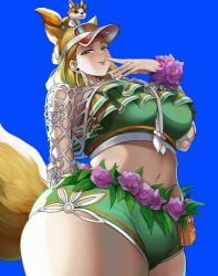 1girls 2d alternate_costume ass big_breasts breasts curvaceous curvy curvy_figure doreen_green female female_focus female_only fully_clothed hoop_earrings inkspirate large_breasts marvel marvel_comics marvel_rivals solo squirrel_girl_(marvel) squirrel_girl_(marvel_rivals) squirrel_girl_(sunshine_squirrel) thick_thighs thighs wide_hips