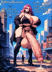 ai ai_assisted ai_generated big_balls big_breasts big_cock big_penis big_testicles bigger_female city cock colossal_balls colossal_breasts colossal_penis cum cumming cumshot dialogue dickgirl exhibitionism exhibitionist female female_masturbation futanari futanari_masturbation giantess giantess_futa giantess_growth gigantic_balls gigantic_breasts gigantic_cock gigantic_penis gigantic_testicles glowing_eyes goth goth_futa goth_girl gothic huge_balls huge_breasts huge_cock huge_testicles huge_thighs intersex lingerie macro massive_balls massive_breasts massive_cock massive_penis masturbating masturbation mommy mommy_kink muscular_legs muscular_thighs original_character penis pink_eyes pink_hair public public_exposure public_indecency public_nudity smug smug_face smug_smile taller_female text thicc thicc_thighs thick_cock thick_penis thick_thighs thigh_highs thighhighs twitter_username violet_lennox violetlennox