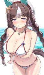 1girls big_breasts bikini blush breasts enumiyan female human solo unamused