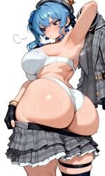 30bagsofballs accessories accessory ai ai_generated armpits big_ass big_butt blue_eyes blue_hair boots bottom_heavy bra braid crown earrings female fingerless_gloves full_body gloves hair_ribbon hair_tied hat hololive hololive_gen_0 hololive_japan hoshimachi_suisei huge_ass huge_butt huge_hips huge_thighs jacket kneesocks large_ass large_breasts large_butt leg_strap legwear medium_breasts no_background ponytail round_ass short_hair side_ponytail simple_background skirt solo standing strap sweat sweatdrop sweating thick_thighs thighhighs tie tied_hair undressing uniform uniform_top white_background white_bra white_panties white_underwear wide_hips