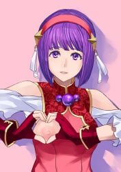 2d areolae athena_asamiya big_breasts breasts busty dress female female_focus flashing flashing_breasts hourglass_figure king_of_fighters nipples psycho_soldier purple_eyes purple_hair short_hair tagme themanyoukilled