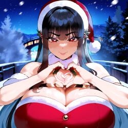 :3 ai_generated ass ass_focus big_ass big_breasts big_butt big_thighs christmas christmas_outfit dijiai focus from_front_position front_view heart heart_hands heart_symbol horny hourglass_figure looking_at_viewer nsfw round_ass round_butt spy_x_family thick thick_ass thick_butt thick_legs thick_thighs thighs wide_hips yor_briar yor_forger