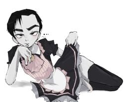 artist_name awkward balding big_eyebrows black_overknee_socks blush blush_lines bottomless bow chin_on_hand collar creepypasta crossdressing cum_shot dick eepy embarrassed embarrassed_male ever_dream_this_man? eyebags eyeliner femboy femboy_only goth goth_boy high_resolution highres kawaii lifting_skirt maid maid_collar maid_outfit male male_only mute no_background no_panties no_source no_watermark over_knee pale_lips ribbon round_ears ruffled_skirt ruffled_sleeves self_upload shiny_skin side_position signature slim slim_waist solo solo_focus solo_male soulless_eyes spiky_hair stare sweat tagme tagme_(artist) thick_thighs this_man white_body white_skin