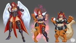 angel angel_wings breast_expansion growlithe large_breasts pokemon pokemon_(species) pokemon_transformation shortstack shortstackification tagme team_rocket team_rocket_grunt team_rocket_grunt_(female) thick_thighs vedtomd