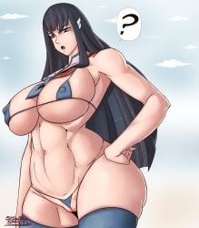 1girls ? abs alternate_version_available ass bangs bare_shoulders big_breasts bikini bikini_bottom bikini_top black_hair blue_eyes blue_thighhighs breasts busty curvaceous curvy curvy_female curvy_figure hand_on_hip hi_res high_resolution highres huge_breasts kill_la_kill kiryuuin_satsuki large_breasts legwear light-skinned_female light_skin long_hair micro_bikini nipple_bulge nipples_visible_through_clothing outdoors outside pussy smiling_samurai studio_trigger tagme thick_thighs thighhighs thighs thong toned toned_female toned_stomach very_long_hair voluptuous voluptuous_female