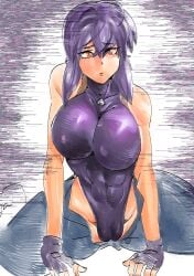 1girls abs cameltoe ghost_in_the_shell karyoten kusanagi_motoko large_breasts leotard solo