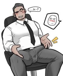 bara big_bulge blush bulge clothing daddy erection_under_clothes jongari222 male male_only manly mature_male muscular_male penis_outline tight_clothing