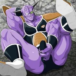 1:1 1boy armor armpits arms_behind_head arms_up ass_visible_through_thighs bald bara beefy biceps big_chin black_nails boots captain_ginyu clothed cracked_ground cracks dragon_ball dragon_ball_z erection erection_under_clothes eyewear frown gay grass grin hi_res holding_penis horn hunk jerking legband legs_up long_horn looking_at_penis lying lying_on_back lying_on_ground male male_only manly masturbation masturbation_through_clothing mature_male muchiyukichan muscles muscular muscular_arms muscular_legs muscular_male muscular_thighs nail_polish pecs pointy_nose precum precum_drip purple_body purple_skin red_eyes sanpaku scouter shadow sharp_horn shoulder_pads small_pupils spread_legs stone_floor straight_horn sweat sweatdrop thick_arms thick_neck thick_thighs tinted_eyewear tough_guy veiny_head veiny_neck very_high_resolution visor wristband yaoi