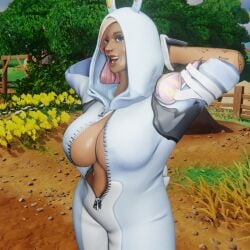 3d 3d_(artwork) alternate_version_available blonde_female blonde_hair blonde_hair blonde_hair_female bunny_ears bunny_tail bunnysuit clothed clothed_female clothing fortnite fortnite:_save_the_world hands_behind_head looking_at_viewer maline2007 miss_bunny_penny_(fortnite) mostly_clothed mostly_clothed_female multicolored_hair oil oily oily_skin onesie onesie_open open_clothes open_mouth open_mouth open_onesie outdoors outside penny_(fortnite) pink_highlights sfw sfw_version shiny shiny_skin tattoo tattoos watermark