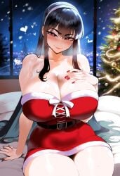 ai_generated ass ass_focus big_ass big_breasts big_butt big_thighs christmas christmas_clothing christmas_outfit christmas_tree dijiai focus from_front_position front_view hand_on_breast horny hourglass_figure looking_at_viewer nsfw round_ass round_butt sitting spy_x_family thick thick_ass thick_butt thick_legs thick_thighs thighs wide_hips yor_briar yor_forger