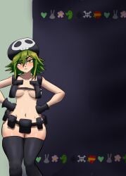 1girls beret black_beret brown_eyes colombian female female_focus flat_chest freckles gloves green_hair hispanic hispanic_virtual_youtuber indie_virtual_youtuber jakuzure_nonon_(cosplay) kill_la_kill larepl1ka latam_virtual_youtuber light-skinned_female light_skin nude nude_female ryumivt short_hair skull small_breasts solo_focus tactical_gloves tactical_nudity tactical_vest twitch twitch.tv virtual_youtuber vtuber yellow_eyes youtube youtube_hispanic