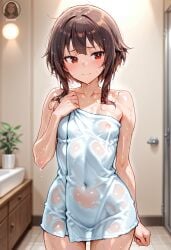 1girls after_shower ai_generated kono_subarashii_sekai_ni_shukufuku_wo! megumin tagme translucent_clothing yo0001