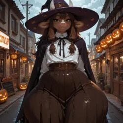 1boy ai_generated ai_video animated anthro big_ass big_butt bovid bovine corey_(gayiffai) cow_tail enormous_ass enormous_butt fat_ass fat_butt femboy furry gayiffai gigantic_ass halloween halloween_costume huge_ass huge_butt lifting_skirt long_skirt looking_at_viewer looking_back male massive_ass massive_butt outfit skirt solo street tail thick_ass thick_thighs video walking wide_hips witch_costume witch_hat