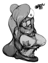 1girls big_breasts black_and_white bound bound_wrists breasts bust_portrait clothed covered_face covered_in_goo covered_in_slime female head_parasite infected infection large_breasts leeper_parasite_(oozed) leeper_parasite_(witchdoctordb) mask monster oozed original original_character parasite salad_(jawehonfroy) slime slime_monster slime_on_body suit tentacle witchdoctordb