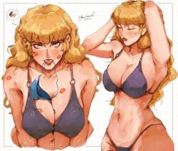 1girls armpit armpits belly belly_button big_breasts blonde_female blonde_hair blue_eyes bon_drawr bra bush bushy_pubes busty cleavage female female_only female_pubic_hair huge_breasts implied_yuri kiss_mark large_breasts light_skin light_skinned_female lipstick_mark lipstick_marks magik_(illyana_rasputin) magik_(marvel_rivals) marvel marvel_comics marvel_rivals mutant_(marvel) new_mutants pubic_hair pubic_hair_peek tagme tummy underwear x-men