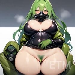 ai_generated cheese curvy exposed_pussy gas_mask huge_breasts stinky thick_thighs