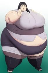 1girls fat fat_fetish hyuuga_hinata large_belly large_breasts light-skinned_female naruto nikutsuki obese ssbbw strange_eyes