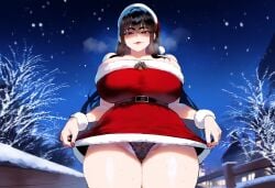 ai_generated ass ass_focus big_ass big_breasts big_butt big_thighs christmas christmas_outfit clothes_lift dijiai focus from_below from_front_position front_view horny hourglass_figure lewd looking_at_viewer nsfw panties round_ass round_butt spy_x_family thick thick_ass thick_butt thick_legs thick_thighs thighs wide_hips yor_briar yor_forger