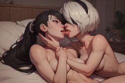 2girls ai_generated eve_(stellar_blade) female_only nier:_automata stellar_blade visualart309 yorha_2b