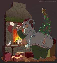 1girls anthro anthro_only anus arched_back ass bbw big_ass big_breasts chimney christmas christmas_clothing christmas_decorations christmas_hat christmas_lights christmas_outfit christmas_stocking christmas_tree_costume cookie female female_only fire goolee looking_at_viewer looking_back milk nidoqueen no_sex non-human pokemon pokemon_(species) pussy solo solo_female stockings