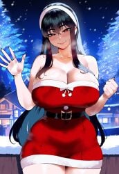 ai_generated ass ass_focus big_ass big_breasts big_butt big_thighs christmas christmas_outfit dijiai focus from_front_position front_view hourglass_figure looking_at_viewer nsfw round_ass round_butt spy_x_family thick thick_ass thick_butt thick_legs thick_thighs thighs wide_hips yor_briar yor_forger