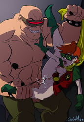 bad_end breasts brown_hair captured carrie_kelley clothed_sex clothing cum cum_in_pussy cum_inside dc dc_comics defeated exposed_breasts female green-tinted_eyewear huge_cock leg_up legs legs_held_open male open_mouth open_shirt penetration penis pussy rape restrained robin_(carrie_kelley) robin_(dc) short_hair size_difference skirt skirt_lift spread_legs stickymon stomach_bulge sunglasses the_dark_knight_returns tinted_eyewear vaginal_penetration visor