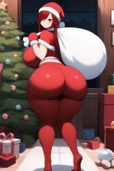 ai_generated big_ass big_butt christmas christmas_outfit erza_scarlet fairy_tail goldencum34 looking_at_viewer presents red_hair thick_thighs wide_hips