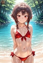 1girls ai_generated bikini flat_belly flat_chest flat_stomach kono_subarashii_sekai_ni_shukufuku_wo! megumin tagme translucent_clothing yo0001