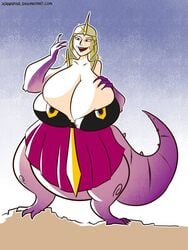 bartok_the_magnificent big_breasts cleavage don_bluth dragon dragon_transformation female female_only huge_breasts human hybrid large_breasts ludmilla_(bartok) transformation xanafar