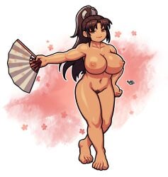 1girls breasts fatal_fury female mai_shiranui nude pubic_hair pussy tagme veejay