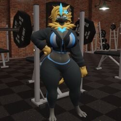 1girls 3d anthro anthro_only aurora_(nbanoob) big_breasts breasts cleavage female female_only furry gym huge_breasts nbanoob original_character pokemon pokemon_(species) tagme thick_thighs wide_hips zeraora